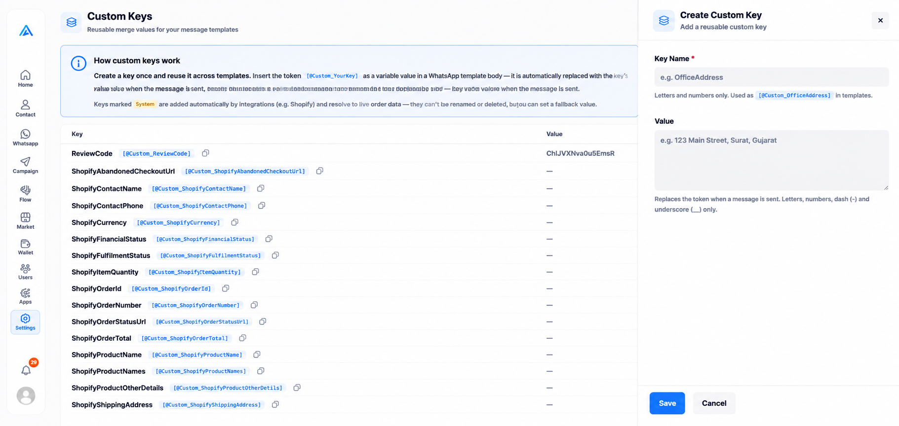 Create Custom Key Screenshot